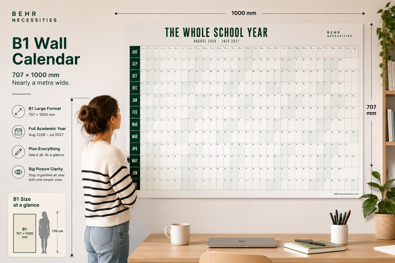 THE WHOLE SCHOOL YEAR — Large Format Academic Wall Calendar 2026/2027