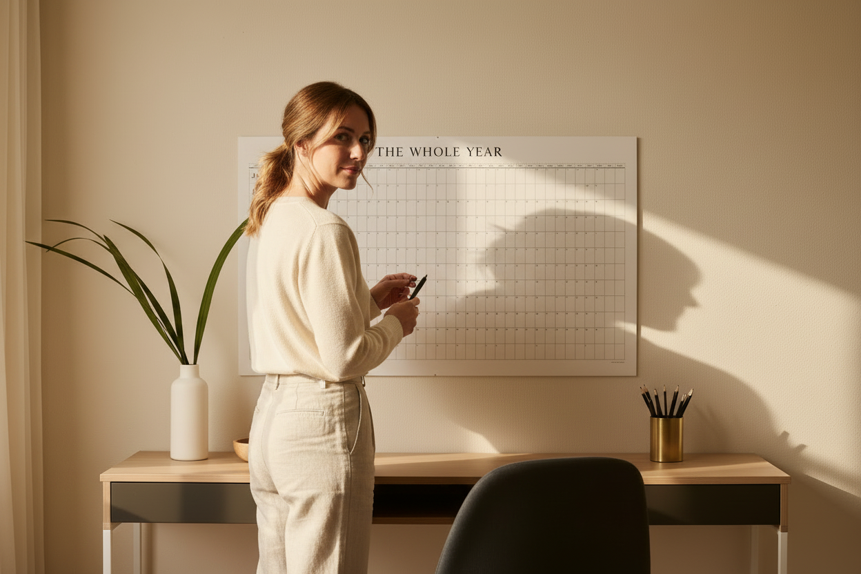 Teacher planning with THE WHOLE SCHOOL YEAR by Behr Necessities minimal large format academic wall calendar